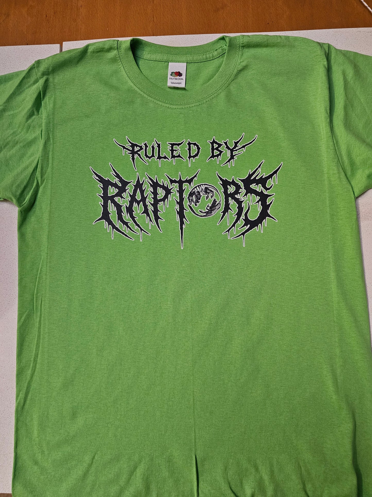 Ruled By Raptors Green Metal Logo T-Shirt Front Print
