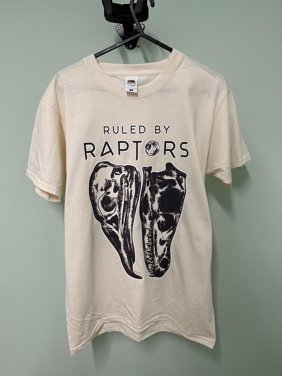 Ruled By Raptors Skull Design T-Shirt (Natural White)